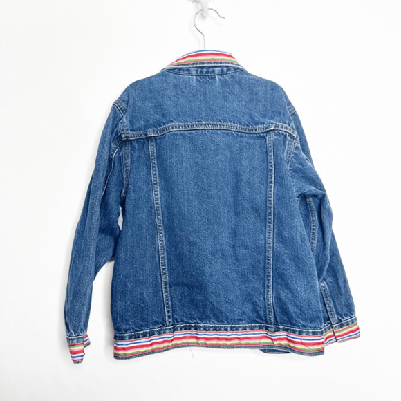 VTG 90s OSHKOSH B'GOSH JEAN JACKET Rainbow ribbons cotton denim girls 7 - Picture 5 of 5